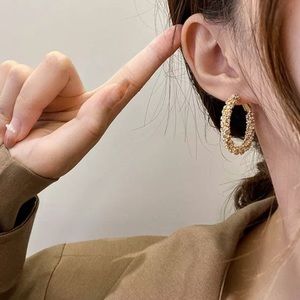 🌟Shiny Gold Plated Hoop Earrings